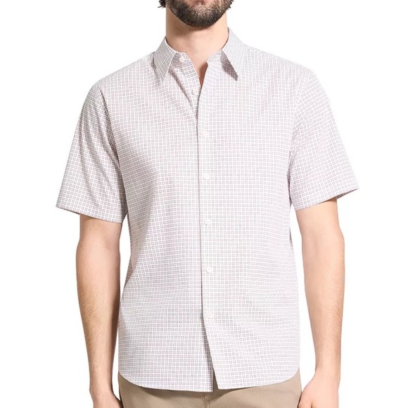 THEORY Men’s Irving Short-Sleeve Button Down Geometric Cotton Shirt Port Multi